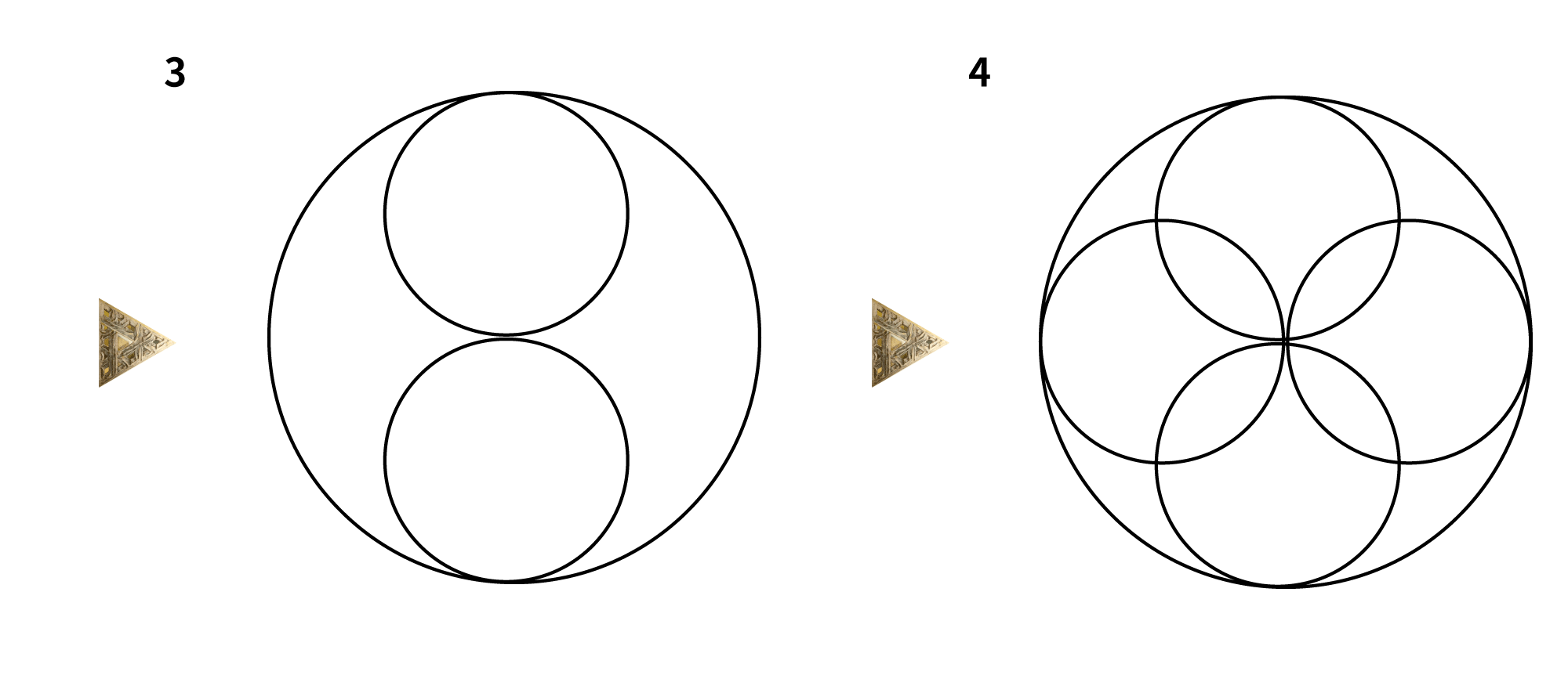 円を使った幾何学デザインのステップその2